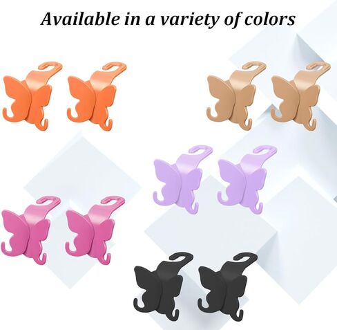 Car Seat Headrest Hook, 2PCS Butterfly Cute Backseat Hangers for Purse Coat Umbrella, Multifunctional Auto Interior Headrest Storage Hook, Universal for SUV Automobile Truck (Orange) in Kuwait