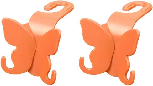 Car Seat Headrest Hook, 2PCS Butterfly Cute Backseat Hangers for Purse Coat Umbrella, Multifunctional Auto Interior Headrest Storage Hook, Universal for SUV Automobile Truck (Orange) in Kuwait