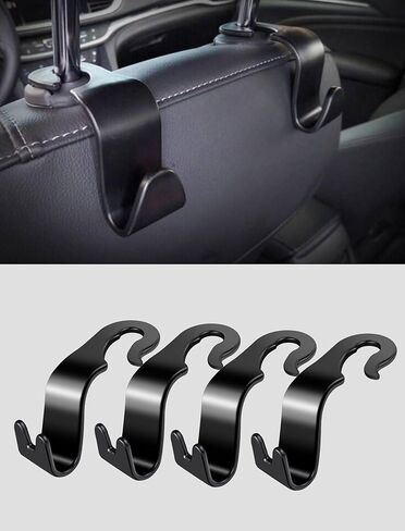 Car Headrest Hooks 4 Pack, Easy Hang Up for Purse, Bag, Shopping Bag, Hat, Glasses, Takeaway bag, Car Seat Headrest Hook, Car Seat Attachable Storage Organization fit Universal Vehicle Car in Kuwait