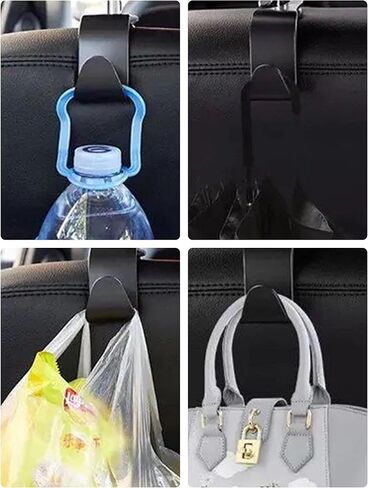 Car Headrest Hooks 4 Pack, Easy Hang Up for Purse, Bag, Shopping Bag, Hat, Glasses, Takeaway bag, Car Seat Headrest Hook, Car Seat Attachable Storage Organization fit Universal Vehicle Car in Kuwait