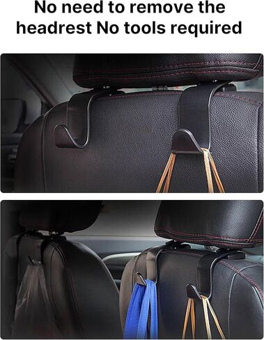Car Headrest Hooks 4 Pack, Easy Hang Up for Purse, Bag, Shopping Bag, Hat, Glasses, Takeaway bag, Car Seat Headrest Hook, Car Seat Attachable Storage Organization fit Universal Vehicle Car in Kuwait
