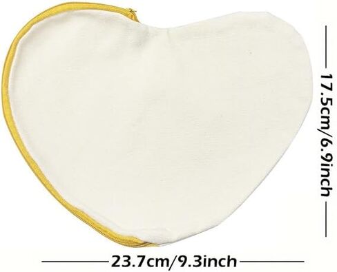 Cotton Canvas Zipper Pouch Makeup Bags Bulk, 5Pcs Embroidery Blank Heart DIY Craft Bag, Multi-Purpose Canvas Pencil Pouch for Makeup Cosmetic Toiletry Stationary Storage in Kuwait