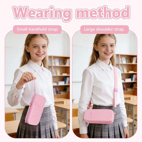 Soft Silicone Pencil Case with Handle & Strap, Large Capacity Aesthetic Pen Pouch Organizer, Kawaii School Supplies for Teens & Adults - Pink in Saudi Arabia