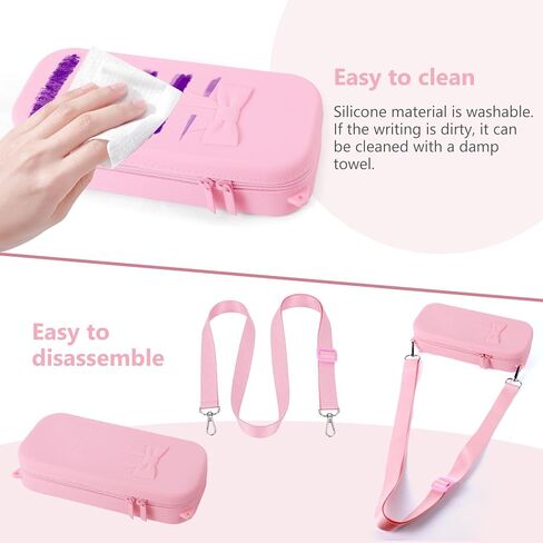 Soft Silicone Pencil Case with Handle & Strap, Large Capacity Aesthetic Pen Pouch Organizer, Kawaii School Supplies for Teens & Adults - Pink in Saudi Arabia