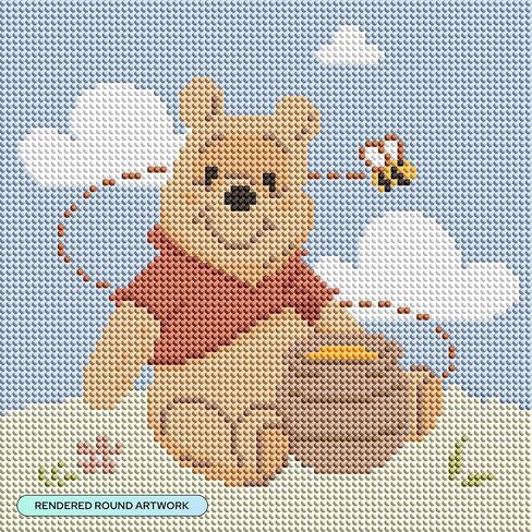 DIAMOND ART CLUB Hunny-Bee Diamond Painting Kit, Fun DIY Crafts for Adults, Round Diamond Art Canvas, 9" x 9" (22.8 cm x 22.8 cm) in Kuwait
