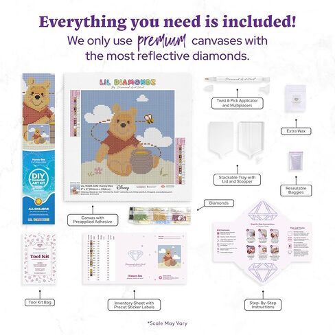 DIAMOND ART CLUB Hunny-Bee Diamond Painting Kit, Fun DIY Crafts for Adults, Round Diamond Art Canvas, 9" x 9" (22.8 cm x 22.8 cm) in Kuwait