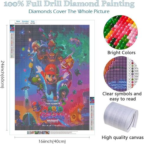 COMOR Super Mario Galaxy Game Movies Diamond Art Kits For Adults-Super Mario Galaxy Game Diamond Painting Kits-5d Diy Full Drill Round Rhinestone Gem Art Crafts Paintings For Home Wall Decor in Saudi Arabia