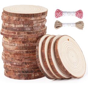 30 Pcs Wood Slices for Crafts, 3.1''-3.5'' Unfinished Wood Circles for Crafts, Wooden Crafts for Wooden Coasters, Placemats, Candle Base, Pyrography, Arts Painting Ornaments Party Wall Home in Saudi Arabia