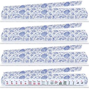 4 Pack Magnetic Chinoiserie Mahjong Tile Racks with Removable Acrylic Pushers, 18.5 Inch Length American Mahjong Racks Holders with Pattern, Fits All Tile Sets (Blue Floral) in Saudi Arabia