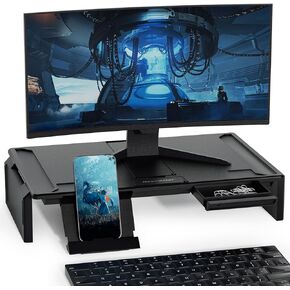 Heymaster Ergonomic Monitor Stand Riser, Laptop Stand Foldable Muti-Angle Adjustable Portable Foldable Stand with Heat-Vent Compatible with MacBook, Air, Pro, Surface Laptop (9-17 inches) (Black) in Saudi Arabia