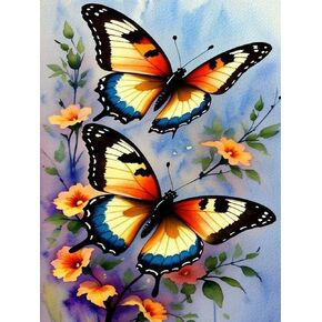 YQFCZDQ Butterfly Flowers Diamond Art Kits for Adults,DIY Butterfly 5D Diamond Painting Kits Round Diamond Dots for Beginners,Full Drill Paint with Diamonds Pictures Gem Art Home Wall Decor 12x16 in in Saudi Arabia