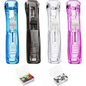 Portable Binder Clip Stapler, 6 Piece Set, 4 Clip Dispensers with 100 Refill Clips, Document Binding and Food Bag Sealing Tool for Office School Classroom Organization in Kuwait