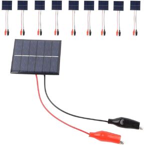 10 Pcs Small Solar Panels, 0.45W 3V 150ma Solar Panel Module DIY Polysilicon Epoxy Solar Power kit Cell Charger 55mm*60mm with Wire Clip for Light Flashlight Toys (10Pcs 3V+ Wire Clip) in Kuwait