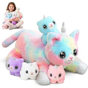 SQEQE Chubby Seal Pillow Plush with 4 Baby Seal Plushies in Her Tummy, Stuffed Cotton Plush Animal Toy for Kids and Adult Gift in Kuwait