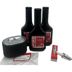 طقم ضبط تغيير زيت OEM الأصلي لمحركات Honda GX140 GX160 GX200 مع زيت أصلي وقطع غيار (08213-10W30) فلتر هواء (17210-Z4M-821) شمعة إشعال (98079-55846 BPR5ES) in Kuwait
