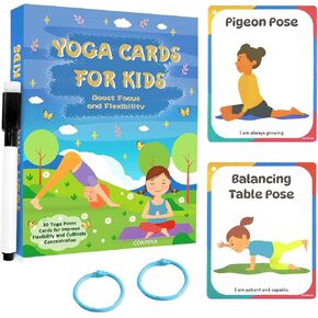 Yoga Workouts for Kids-32 Exercise Cards with Yoga Poses，ncludes 2 Rings&Dry-Erase for Improve Flexibility and Cultivate Concentration Autism Special Needs (Kids Yoga) in Saudi Arabia