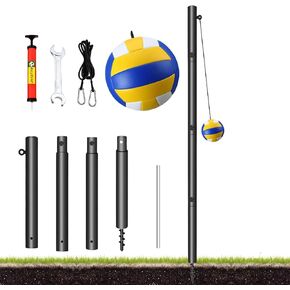 مجموعة Tetherball للبالغين والكلاب مع كرة Tetherball وحبل وعمود، مجموعة عمود Tetherball شديدة التحمل للعائلة، لعبة محمولة ممتعة في الهواء الطلق للفناء الخلفي والحديقة والرمل والشاطئ in Kuwait