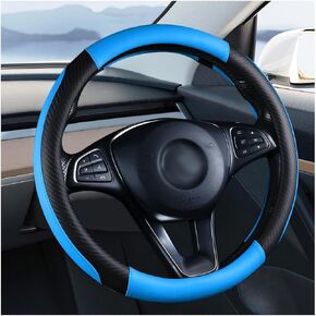 Bittwee Car Steering Wheel Cover, Carbon Fiber Vehicle Steering Wheel Wrap with Anti-Slip Lining, Auto Interior Decorative Protective Accessories, Universal for SUV RV Pickup (Black) in Saudi Arabia