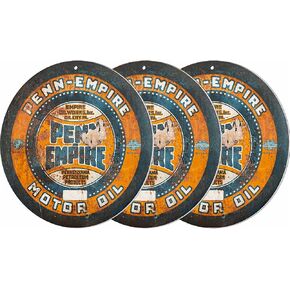 Penn-Empire Motor Oil Empire Motor Works Oil City Pennsylvania Petroleum Products Reproduction Car Company Garage Signs Metal Vintage Style Decor Metal Tin Aluminum Round Sign Home Decor 3" 3 Pack in Saudi Arabia