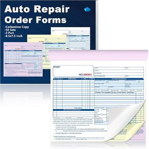 100 Sets 3 Part Garage Order Forms 8.5x7.5 Inch Auto Repair Order Forms Carbonless Duplicate for Auto Repair Shops and Independent Mechanics (2) in Saudi Arabia