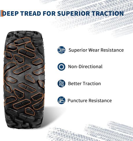 Set of 2 24x10-12 All-Terrain ATV UTV Tires, 6 Ply Tubeless, Heavy Duty Off-Road Tires for Mud and Sand, High Load Capacity and Durable Performance in Kuwait