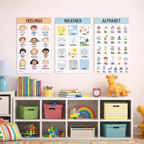 Mary Engelbreit Preschool Learning Posters Set (8-Pack), Toddler Learning Posters, ABC Alphabet, Colors & Educational Charts for Classroom & Homeschool in Saudi Arabia