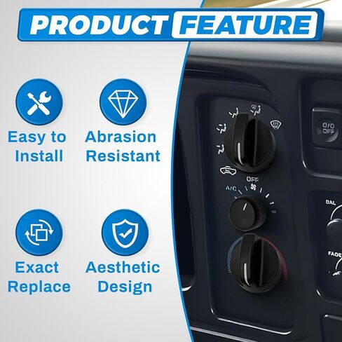 AC Heater Blower Fan Knob, AC Heater Control Knobs Compatible with Dodge Ram 1500 2500 3500 1994-1997, Chrysler Concorde 1994-1997, Replaces 4882482, 4882511, 3Pcs in Saudi Arabia