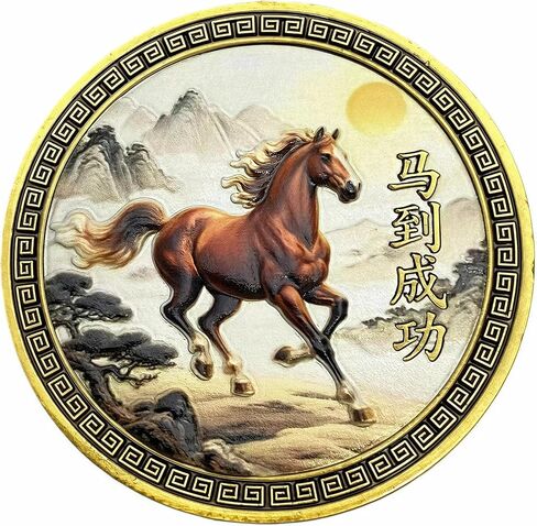 Chinese Feng Shui Lucky Coin with Horse Symbol for Success and Prosperity - Commemorative Coin for Good Luck, Fortune, and Positive Energy - Ideal Lucky Charm Gift & Lottery Ticket Scratcher Tool in Saudi Arabia