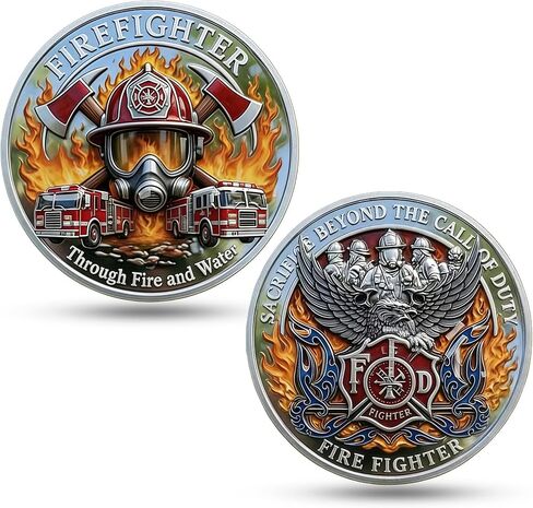 Firefighter Challenge Coin 3D Commemorative Token - Fireman Appreciation Gifts for Men Women, Fire Department Collectible Keepsake for Academy Graduation, Promotion, Retirement and Rescue Volunteers in Saudi Arabia
