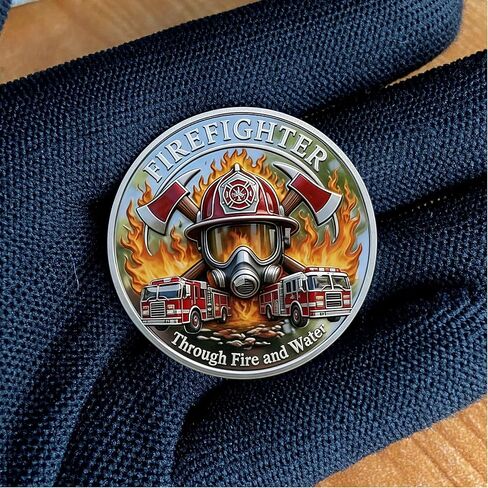 Firefighter Challenge Coin 3D Commemorative Token - Fireman Appreciation Gifts for Men Women, Fire Department Collectible Keepsake for Academy Graduation, Promotion, Retirement and Rescue Volunteers in Saudi Arabia