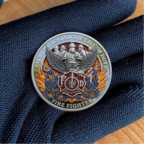 Firefighter Challenge Coin 3D Commemorative Token - Fireman Appreciation Gifts for Men Women, Fire Department Collectible Keepsake for Academy Graduation, Promotion, Retirement and Rescue Volunteers in Saudi Arabia