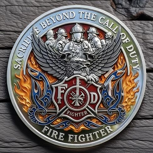 Firefighter Challenge Coin 3D Commemorative Token - Fireman Appreciation Gifts for Men Women, Fire Department Collectible Keepsake for Academy Graduation, Promotion, Retirement and Rescue Volunteers in Saudi Arabia