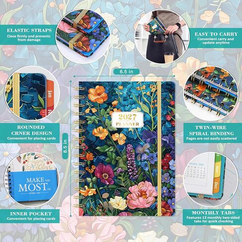 2024 Planner - Weekly & Monthly Planner 2024 with Twin-wire Binding, January 2024 - December 2024, 8" x 10", Thick Paper, Perfect for Home, School & Office Organizing in Saudi Arabia