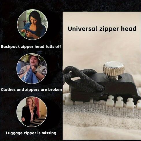 Universal Zipper Repair Kit, 12Pcs, 3 Sizes Adjustable Zipper Pull Replacement for Backpacks, Jackets, Luggage & Boots, No Tools Needed, Daily Essential Items in Kuwait