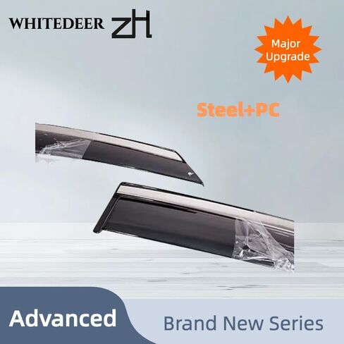 Fits for Honda Pilot 2016 2017 2018 2019 2020 2021 2022 Advanced PC + Chrome Safe Smoke Window Visor Set - Sun, Rain, and Vent Protection, 4-Pieces Tape-On Window Deflector Guard Kit in Kuwait