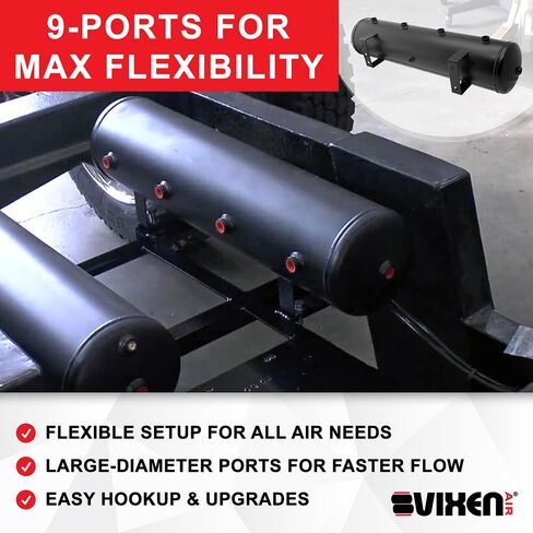 Vixen Air Suspension Kit for Truck/Car Bag/Air Ride/Spring. On Board System- Dual 200psi Compressor, 5 Gallon Tank. For Boat Lift,Towing,Lowering,Load Leveling,Bags,Onboard Train Horn VXO4852DBF in Kuwait