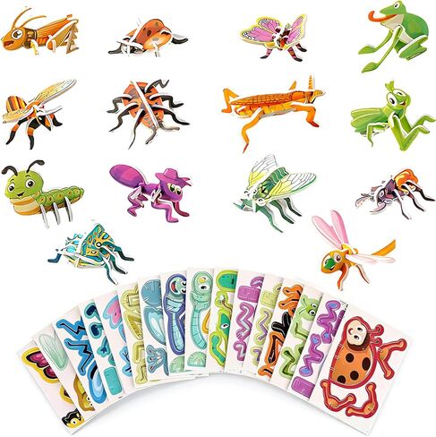 60 PCS 3D Insect Puzzles, Educational 3D Animal Puzzles Set, Creative DIY Paper Jigsaw Puzzles for Family Activities, Mini 3D Printed Insect Collection in Saudi Arabia