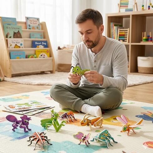 60 PCS 3D Insect Puzzles, Educational 3D Animal Puzzles Set, Creative DIY Paper Jigsaw Puzzles for Family Activities, Mini 3D Printed Insect Collection in Saudi Arabia