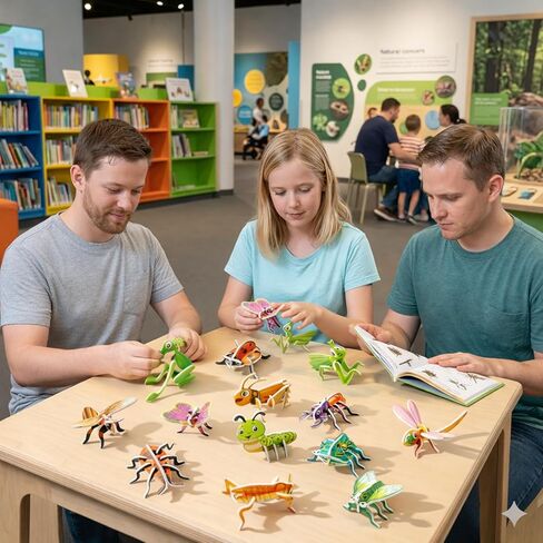 60 PCS 3D Insect Puzzles, Educational 3D Animal Puzzles Set, Creative DIY Paper Jigsaw Puzzles for Family Activities, Mini 3D Printed Insect Collection in Saudi Arabia
