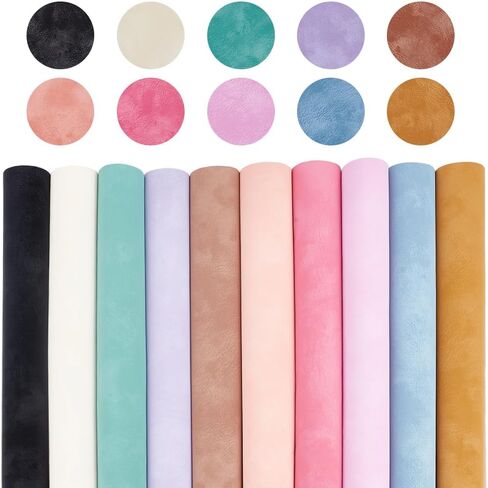 11 x 8 Inch 10 Colors Solid Faux Suede Sheets Waterproof Smooth PU Leather Rolls Soft Velvety Touch Frosted Synthetic Leather Vinyl Fabric for Upholstery Handmade DIY Sewing Crafts in Kuwait