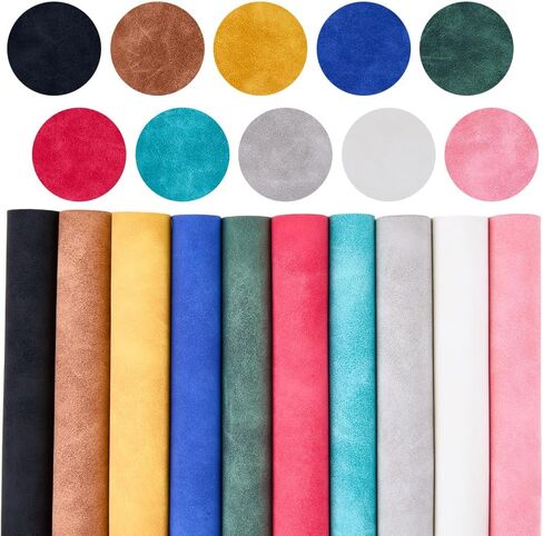 11 x 8 Inch 10 Colors Solid Faux Suede Sheets Waterproof Smooth PU Leather Rolls Soft Velvety Touch Frosted Synthetic Leather Vinyl Fabric for Upholstery Handmade DIY Sewing Crafts in Kuwait