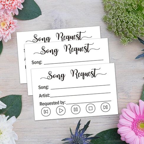 TENTADO 50 بطاقة طلب أغنية لحفلات الزفاف DJ، حفلة موسيقية، حزب، بطاقة الاستجابة، مجموعة RSVP عادي لحفل الزفاف، حفل زفاف الطفل، عيد ميلاد، دعوات، 3.5 × 2 بوصة in Kuwait