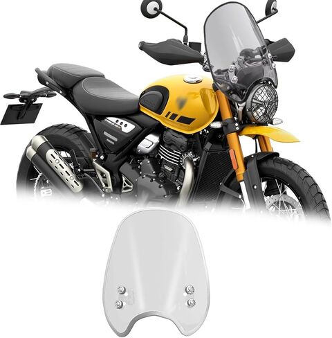 For SCRAMBLER 400 XC Scrambler 400 xc 2025 2026 Motorcycle windshield air fairing, front wind deflector, handlebar windshield, heightened instrument sun visor (Smoky gray,black) in Kuwait