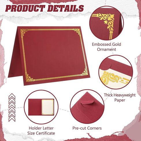 Tinlade 300 Pcs Certificate Kit Includes 100 Certificate Holders with Foil Border 100 8.5x11" Certificates Papers 100 Award Seals Sticker Diploma Cover for Graduation Competition Supplies (Burgundy) in Kuwait