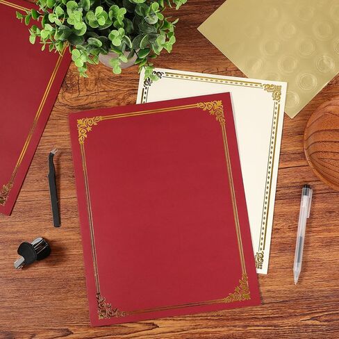 Tinlade 300 Pcs Certificate Kit Includes 100 Certificate Holders with Foil Border 100 8.5x11" Certificates Papers 100 Award Seals Sticker Diploma Cover for Graduation Competition Supplies (Burgundy) in Kuwait