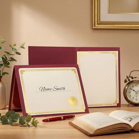 Tinlade 300 Pcs Certificate Kit Includes 100 Certificate Holders with Foil Border 100 8.5x11" Certificates Papers 100 Award Seals Sticker Diploma Cover for Graduation Competition Supplies (Burgundy) in Kuwait