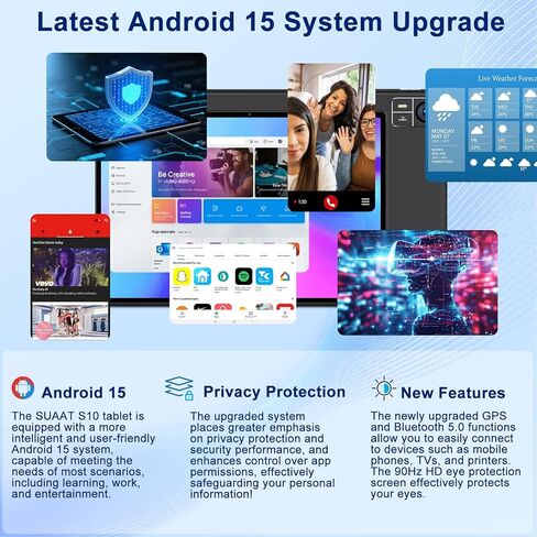 تابلت 11 بوصة أندرويد 14، 24 جيجابايت رام 256 جيجابايت روم 1 تيرابايت توسيع، ثماني النواة 8000 مللي أمبير بطارية كمبيوتر لوحي مع كاميرا 13 ميجابكسل، شاشة لمس IPS HD، 5G WiFi، Widevine L1، بلوتوث 5.0، نظام تحديد المواقع - أسود in Saudi Arabia