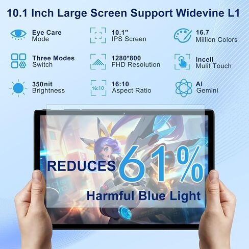 تابلت 11 بوصة أندرويد 14، 24 جيجابايت رام 256 جيجابايت روم 1 تيرابايت توسيع، ثماني النواة 8000 مللي أمبير بطارية كمبيوتر لوحي مع كاميرا 13 ميجابكسل، شاشة لمس IPS HD، 5G WiFi، Widevine L1، بلوتوث 5.0، نظام تحديد المواقع - أسود in Saudi Arabia