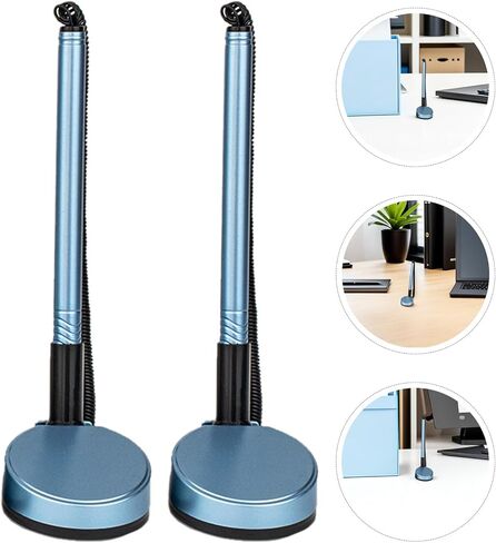 TEHAUX 8pcs Black Desktop Counter Pens with Holder and Adhesive Base, Professional Office Signing Pens for Reception, Bank, and Guest Book Use in Kuwait