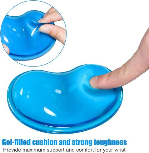 JIKIOU Silicone Gel Wrist Rest Cushion Heart-Shaped Translucence Ergonomic Mouse Pad Cool Hand Pillow Effectively Reduce Wrist Fatigue Pain, Blue 2 Pack in Kuwait